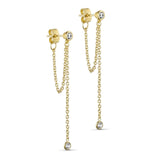 Pure By Nat Lyra Chain Earring W. Zircons - Gold