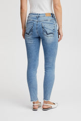 Pulz Carmen EMB. HW Jeans Sinny Leg - Light Blue Denim