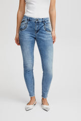 Pulz Carmen EMB. HW Jeans Sinny Leg - Light Blue Denim