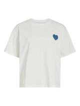 Vila Monie Heart o-Neck S/S Top - White