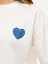 Vila Monie Heart o-Neck S/S Top - White