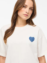 Vila Monie Heart o-Neck S/S Top - White