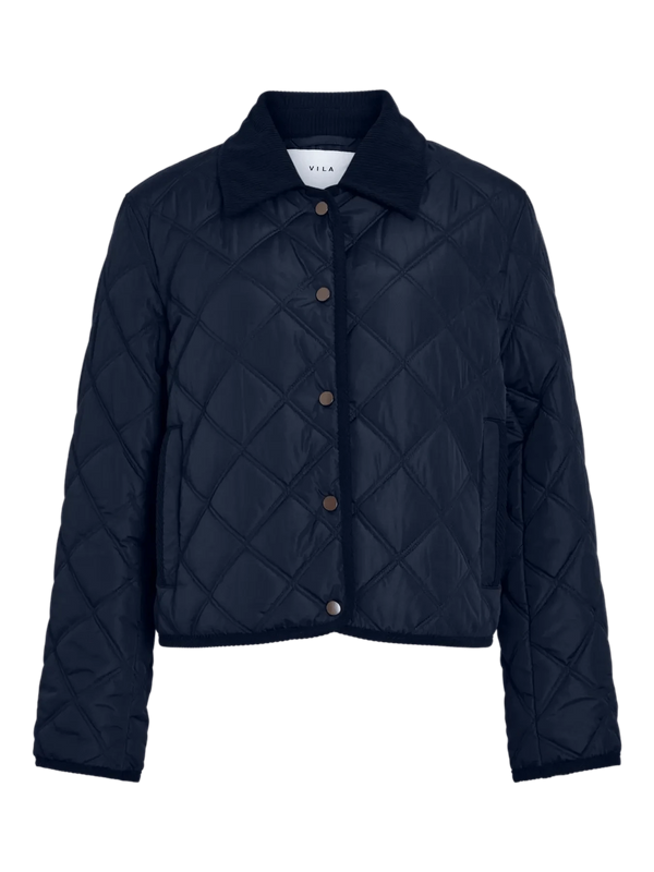 Vila Quila L/S Corduroy Quilt Short Jacket - Navy