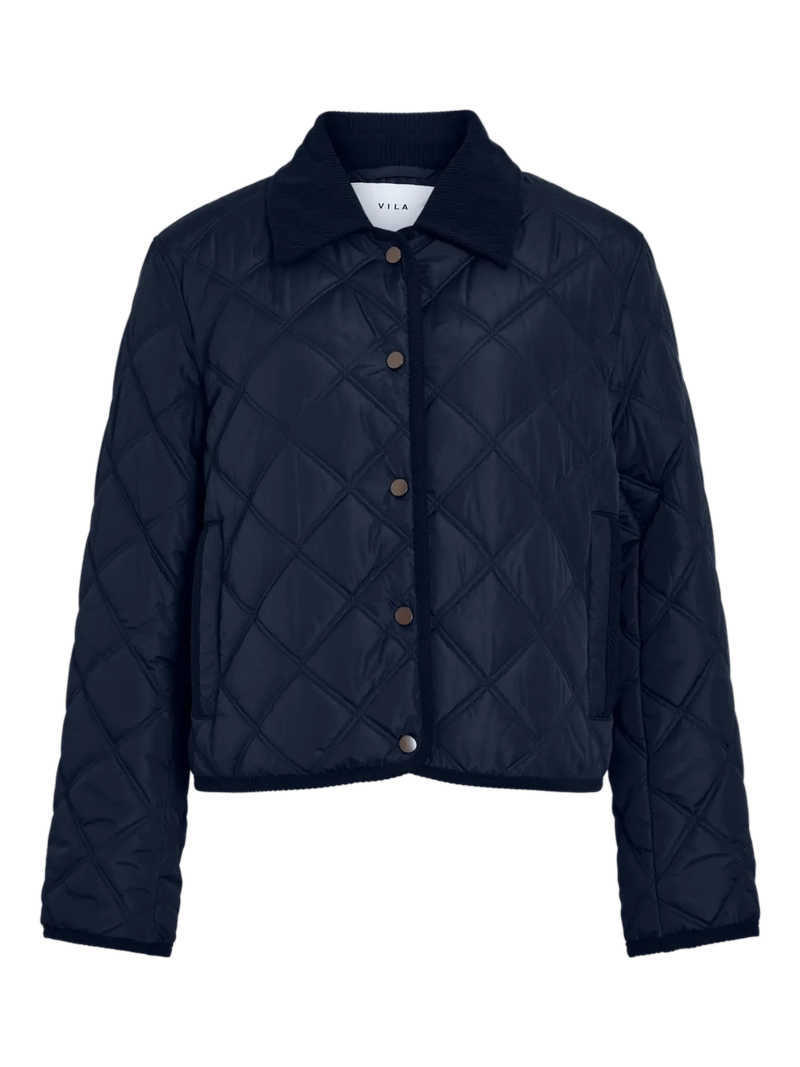 Vila Quila L/S Corduroy Quilt Short Jacket - Navy