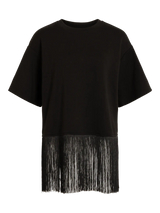 Vila Mata 2/4 Fringes t-shirt - Black