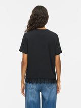 Vila Nora S/S Lace T-shirt - Black