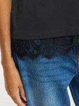 Vila Nora S/S Lace T-shirt - Black