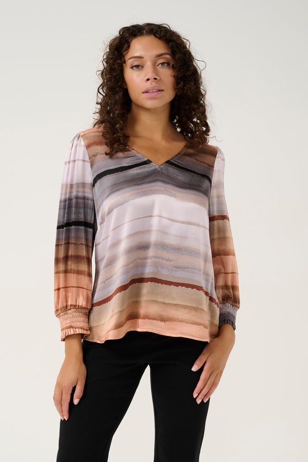 Culture Mirjam Blouse - Rust Stibes