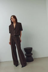 Noella Leanne Crop Blazer - Chocolate