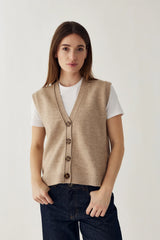 Noella N-Marilynn Knit Vest - Sand Melange