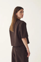 Noella Leanne Crop Blazer - Chocolate