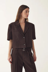 Noella Leanne Crop Blazer - Chocolate