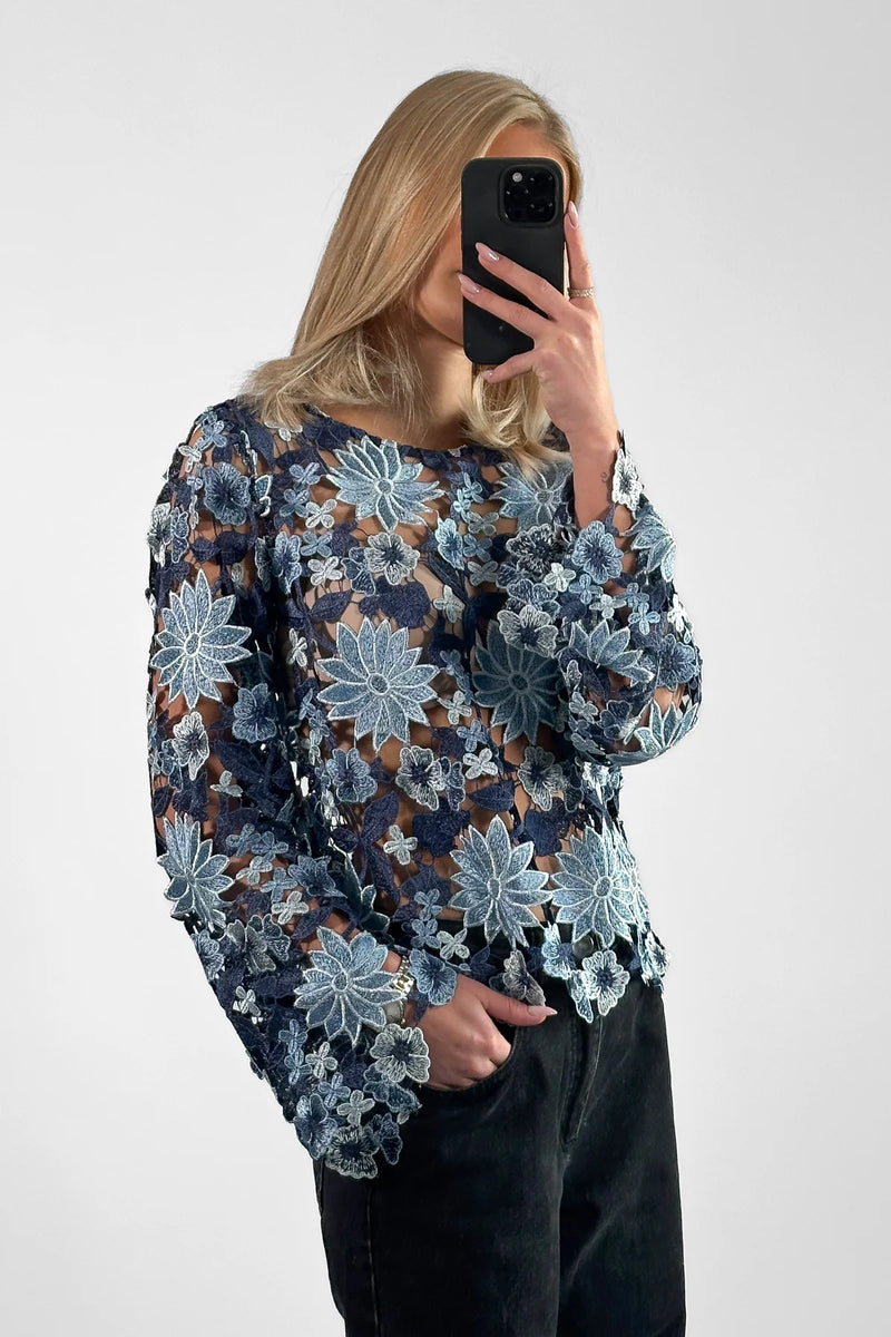 Noella Kezzie Blouse - Dark Blue Mix