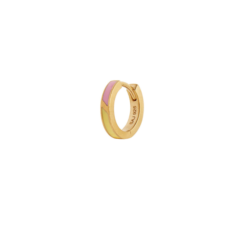 PRE ORDER Petit Circus Huggie Earring Yellow and Pink Enamel