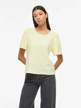 Vila Belli O-Neck S/S Top - Pastel Yellow