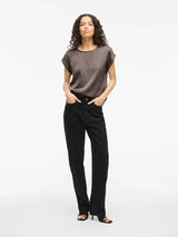 Vila Ellette satin top - Falcon