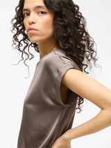 Vila Ellette satin top - Falcon