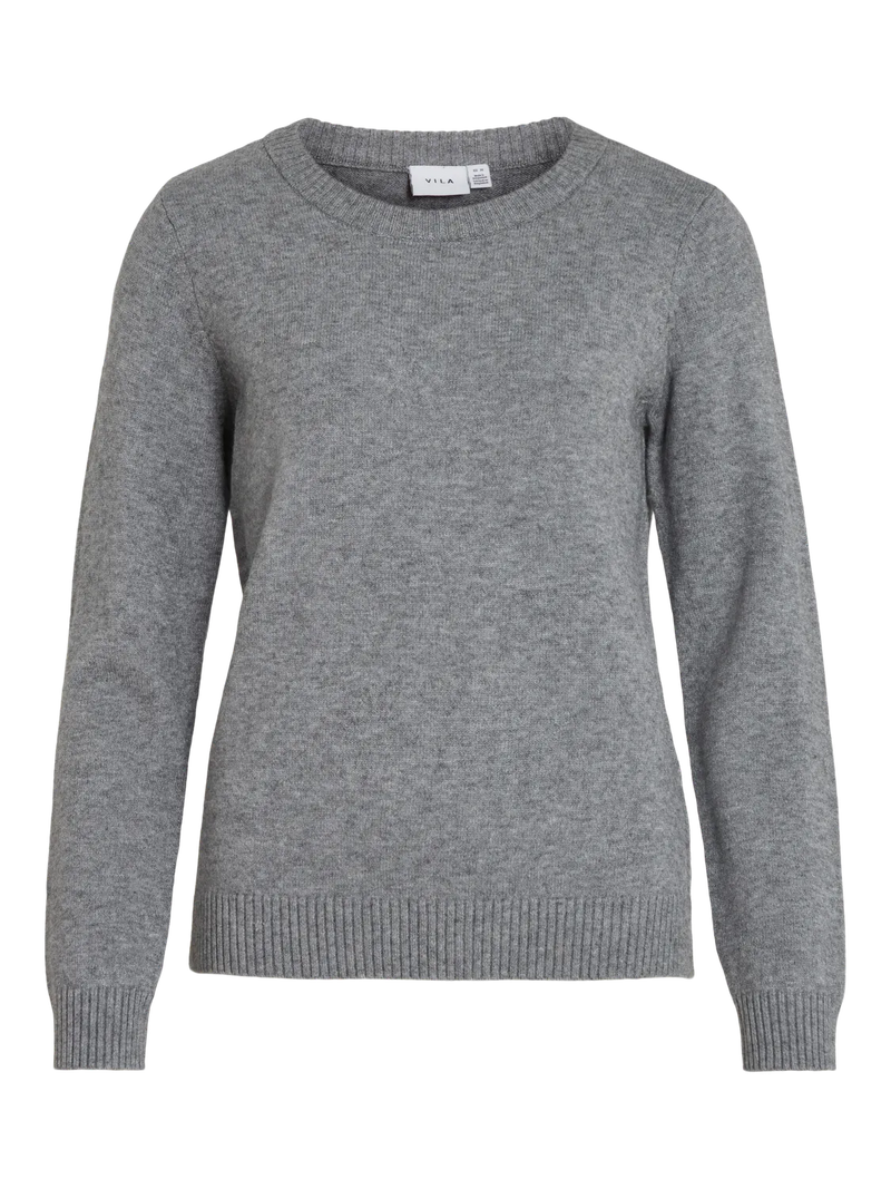 Vila viril o-neck L/S knit - Grey