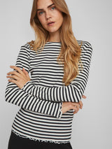 Vila Vithessa O-Neck L/S Top - Black/White