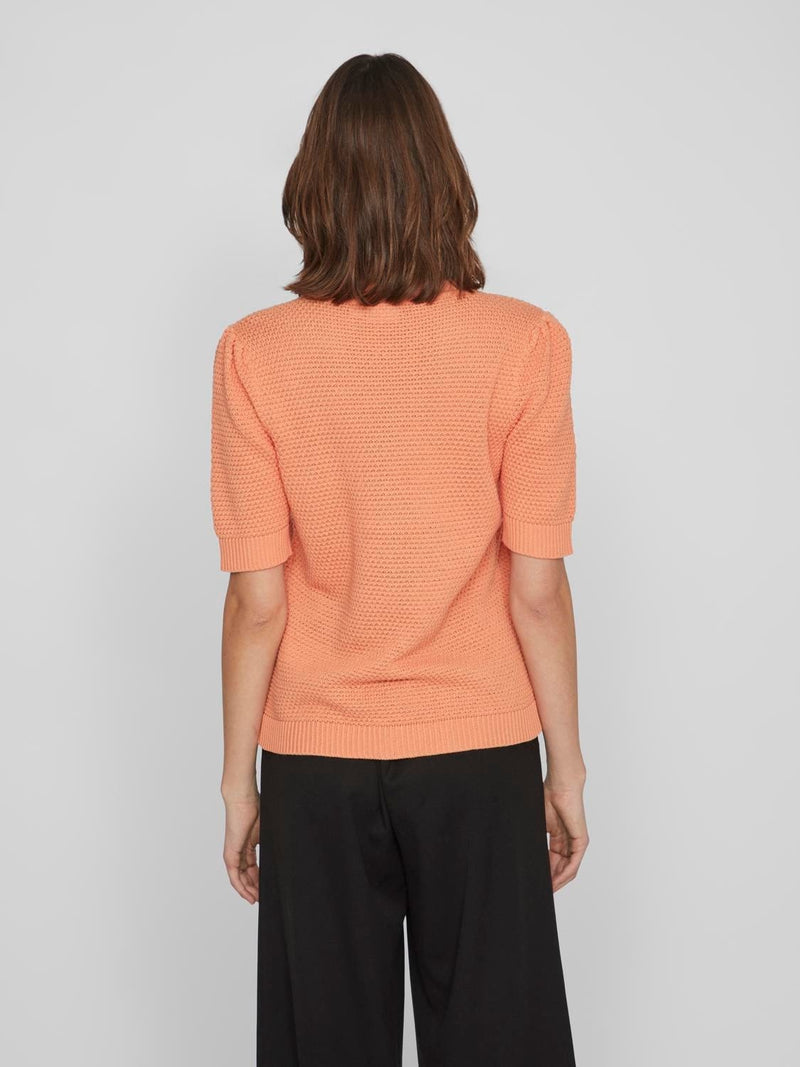 Vila Dalo O-Neck S/S Knit - Shell Coral