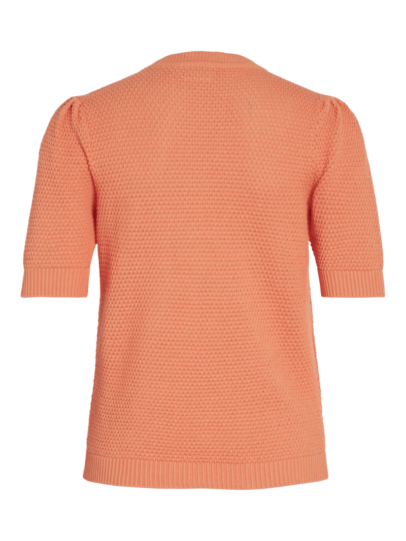 Vila Dalo O-Neck S/S Knit - Shell Coral