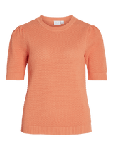 Vila Dalo O-Neck S/S Knit - Shell Coral