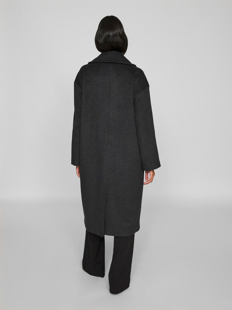 Vila Hallee L/S Coat - Dark Grey Melange