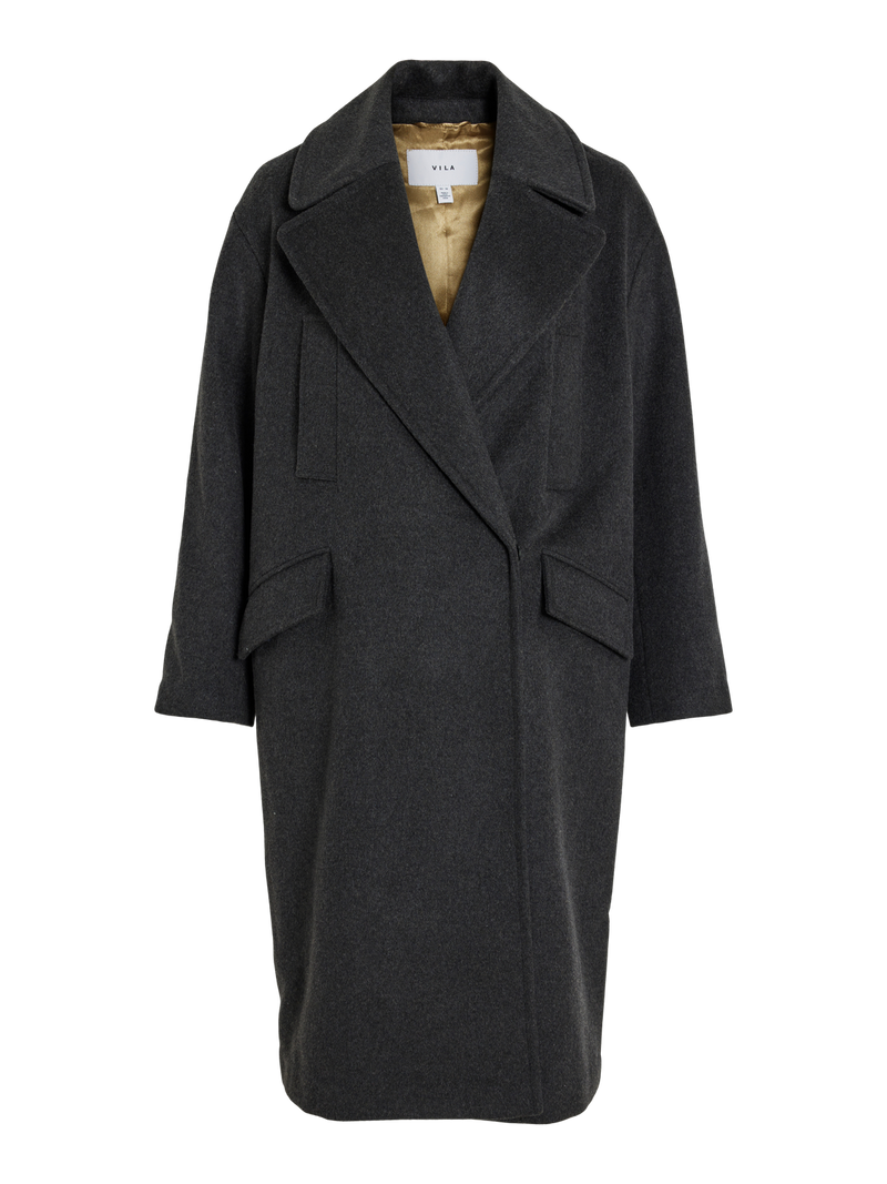 Vila Hallee L/S Coat - Dark Grey Melange