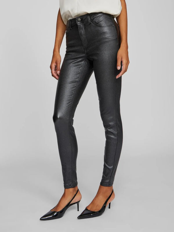 Vila Sarah RW Glitter Coated Jeans - Black