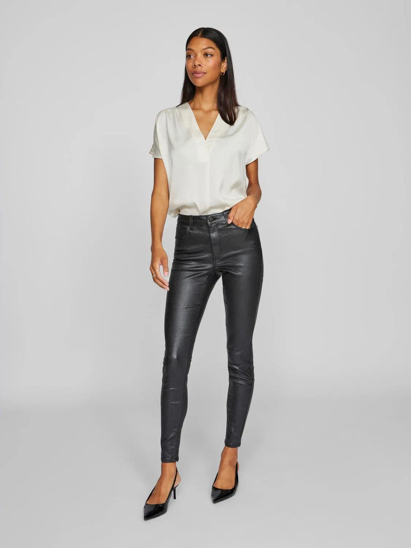 Vila Sarah RW Glitter Coated Jeans - Black