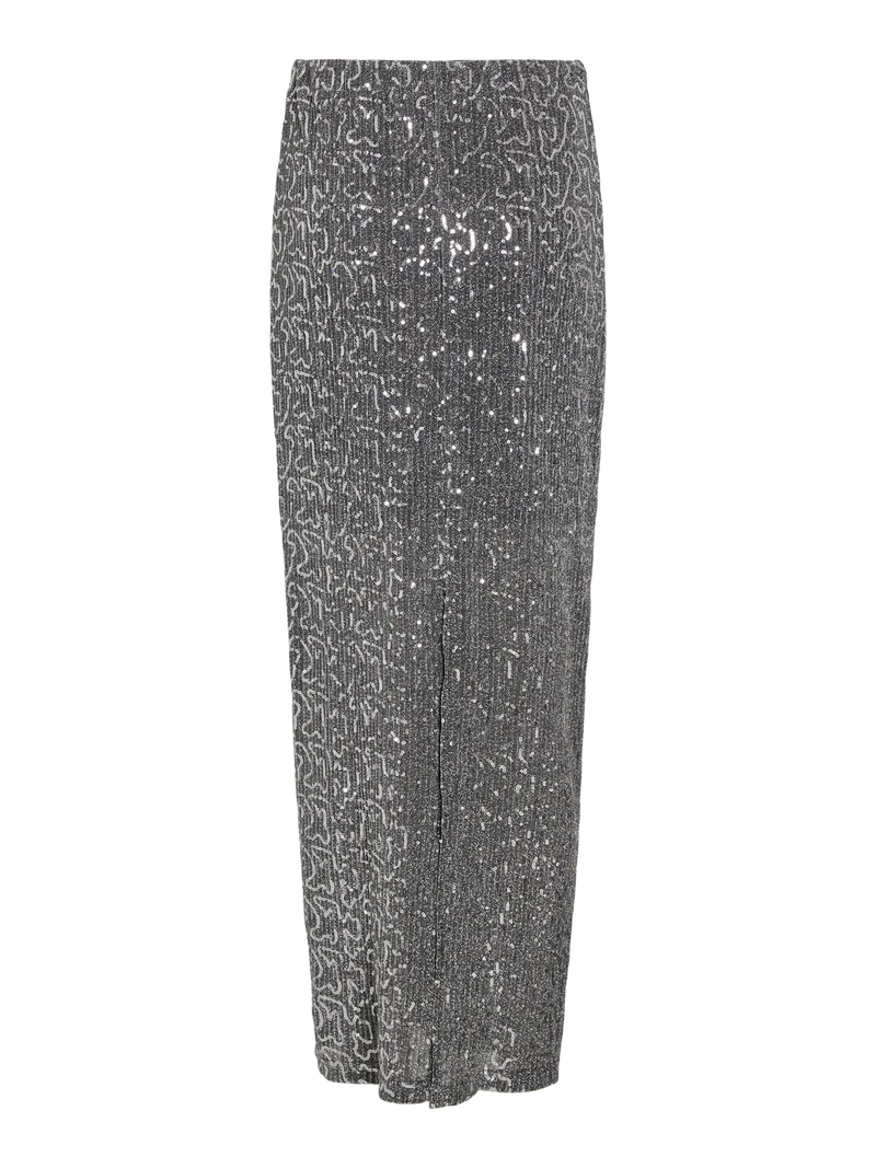 Vila Sanadu HW Glitter Maxi Skirt - Silver