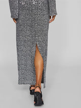 Vila Sanadu HW Glitter Maxi Skirt - Silver