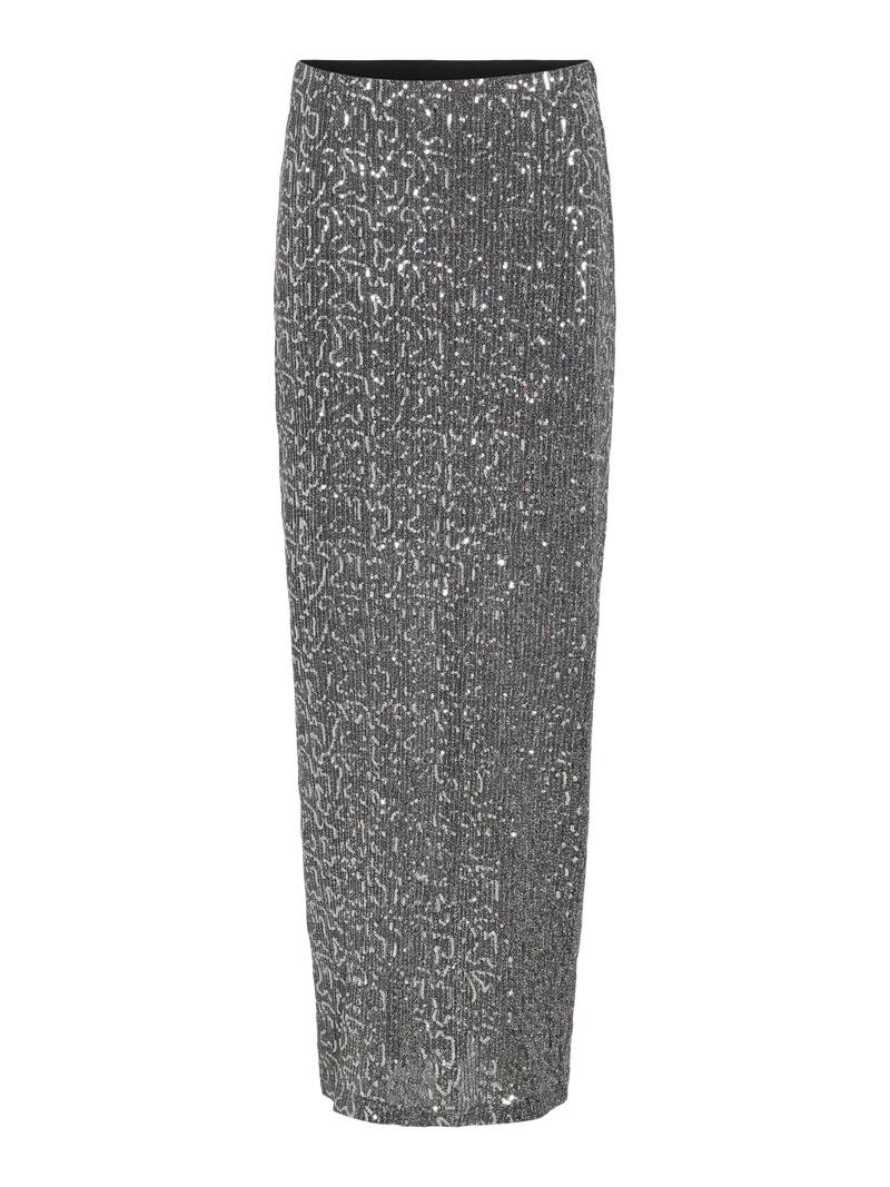 Vila Sanadu HW Glitter Maxi Skirt - Silver