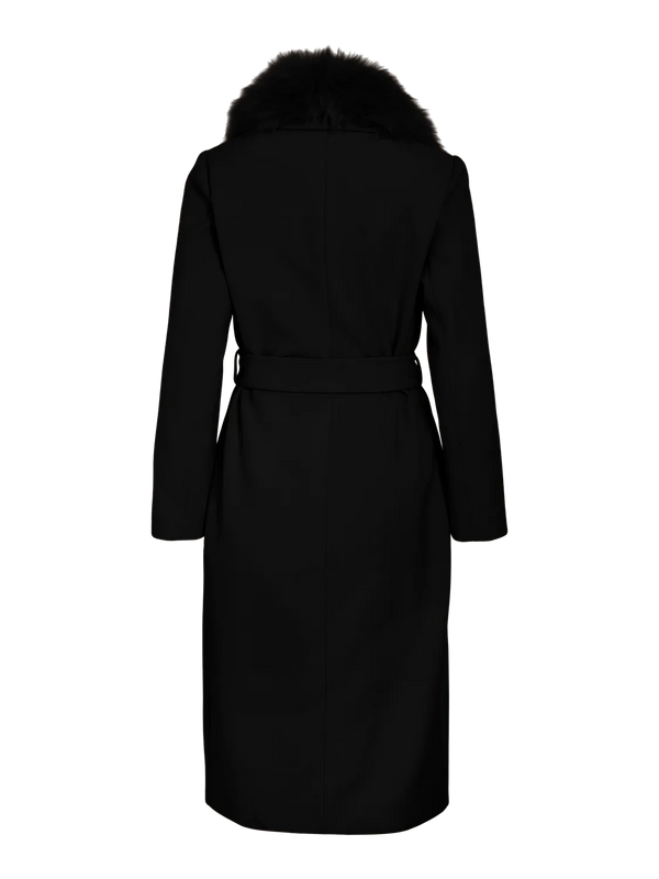 Vila Metil L/S Long Collar Coat - Black