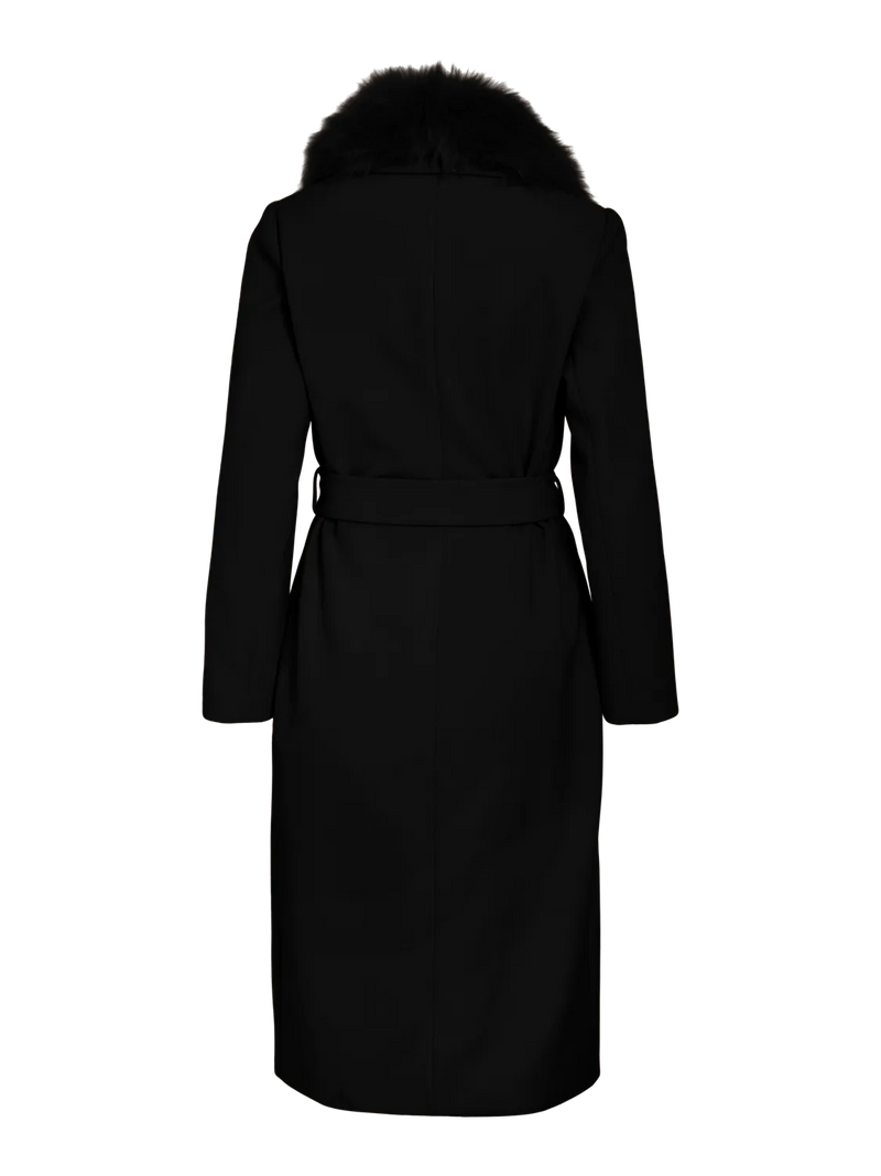 Vila Metil L/S Long Collar Coat - Black