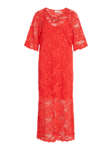 Vila Vilorna 2/4 Lace Midi Dress - Poppy Red