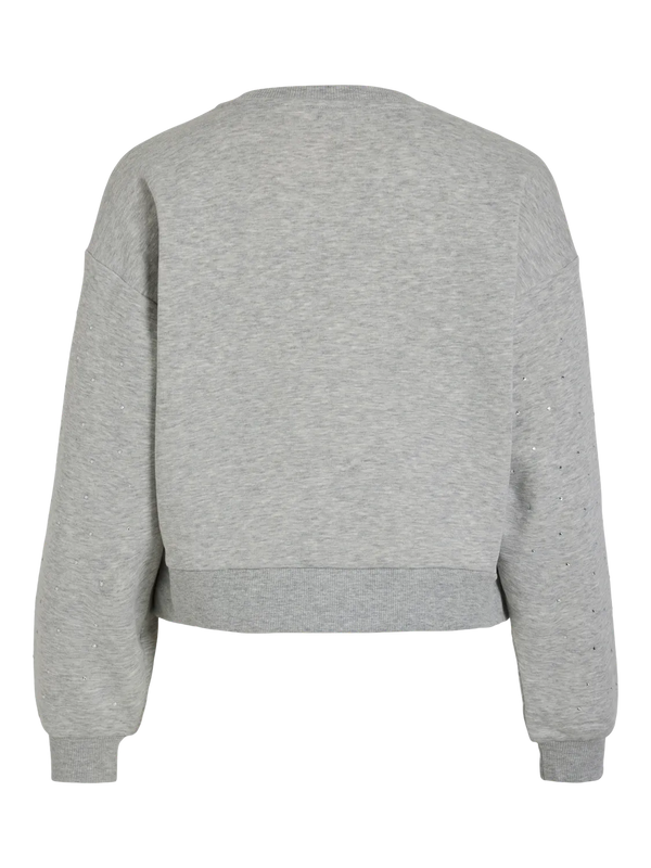 Vila Astakka L/S Stud Sweat - Light Grey Mela