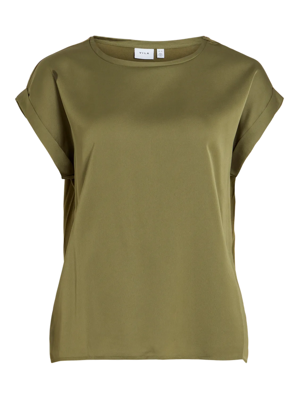 PRE ORDER Vila Ellette satin top - Olive