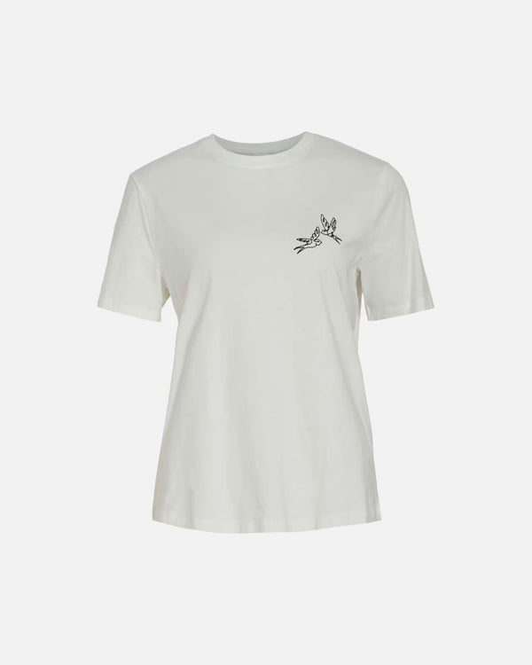 Vila Sybil Bird O-neck S/S T-shirt - White