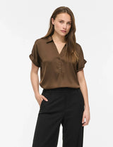 Vila Enna Ravenna S/S Top - Coffee Bean