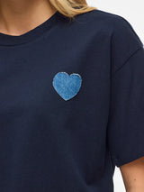 Vila Monie Heart o-Neck S/S Top - Navy