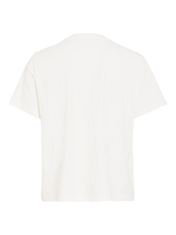 Vila Vora S/S Heart Emb T-shirt - Snow White