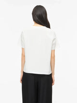 Vila Vora S/S Heart Emb T-shirt - Snow White