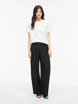 Vila Vora S/S Heart Emb T-shirt - Snow White