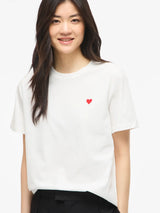 Vila Vora S/S Heart Emb T-shirt - Snow White
