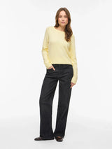 Vila Viril O-Neck L/S Knit Top - Pastel Yellow