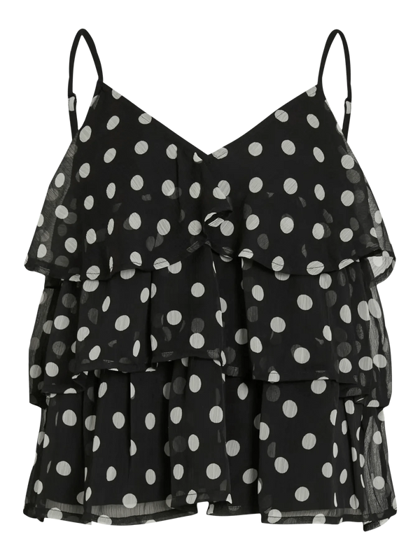 Vila Viharley S/L Printed Ruffle Strap Top