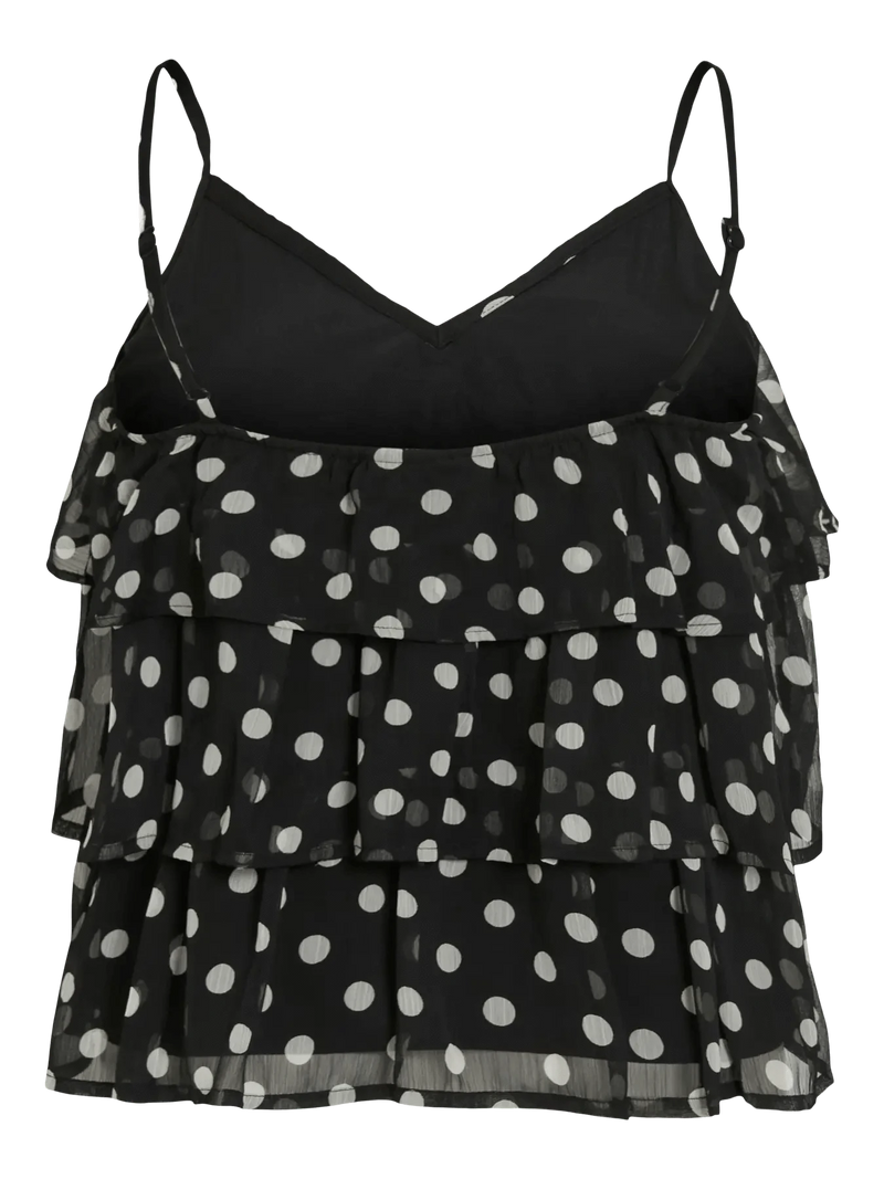 Vila Viharley S/L Printed Ruffle Strap Top