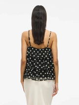 Vila Viharley S/L Printed Ruffle Strap Top