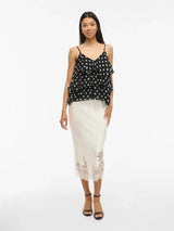 Vila Viharley S/L Printed Ruffle Strap Top
